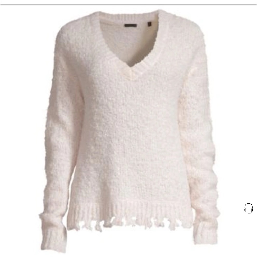 ATM Alpaca Wool Chenille Sweater Cream Destroyed Edge Grunge $395
